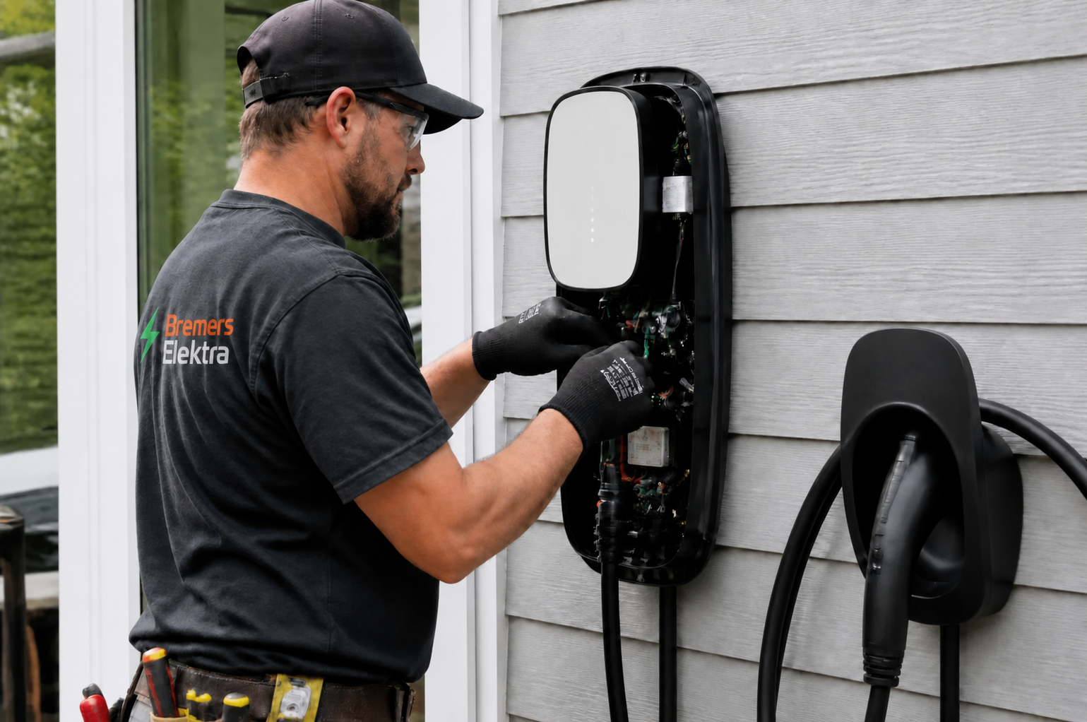Onze elektricien installeert een laadpaal